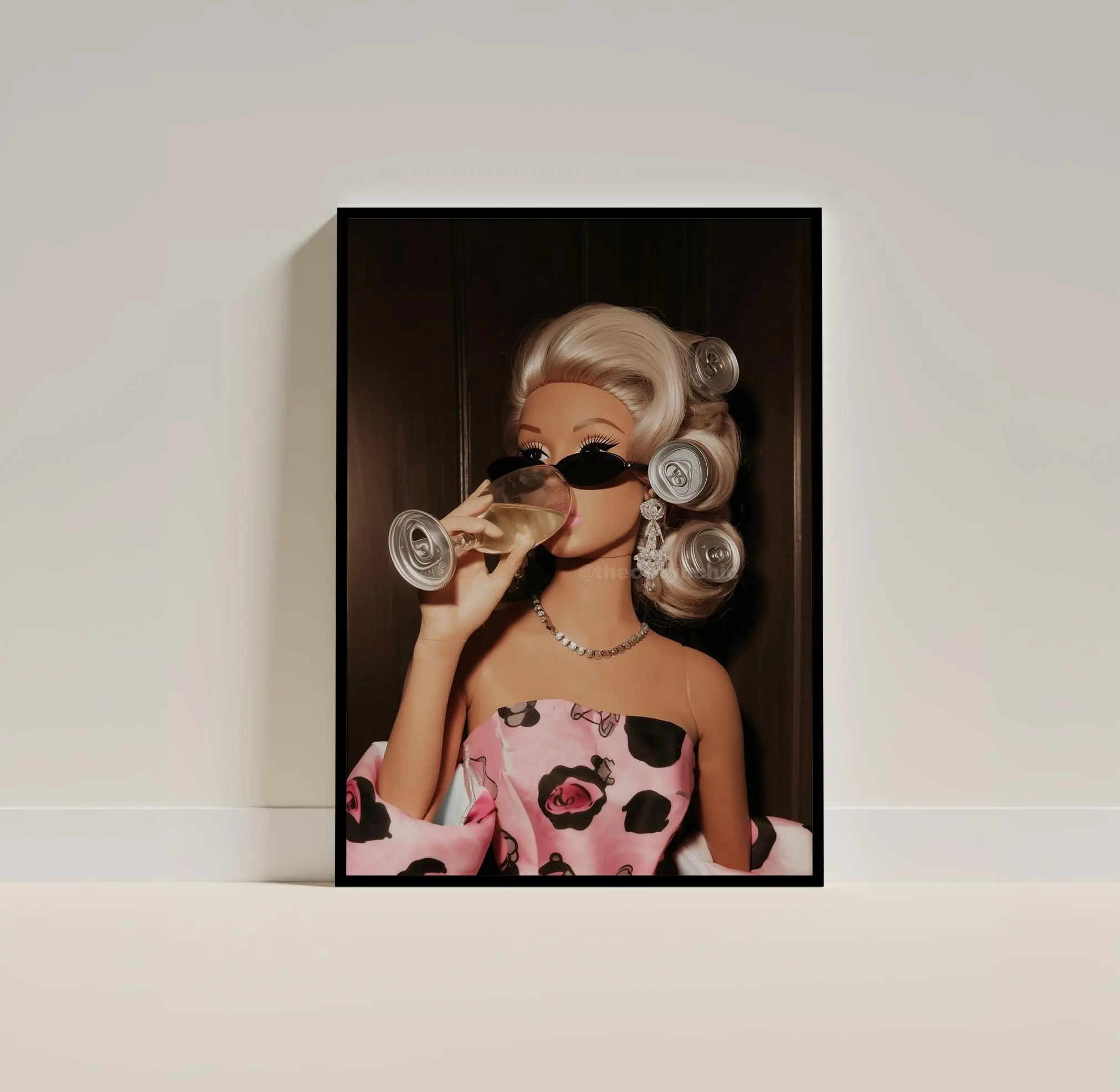 [SALE UP TO 40%] [Unframed] Retro Barbie Doll Cocktail Print, Bar Cart Decor, Coquette Poster