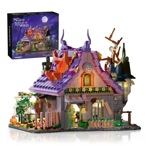 Magic Witch's Enchanted Cottage Building Block Set (1200+pcs) - Architecture Blocks Toy, DIY Miniature House Kit with Lights, Ideal Valentine's Day Gift, Teens & Home Decor Lovers