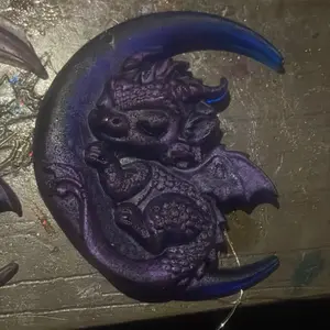 Baby Dragons Sleeping on a Crescent Moon Pendants for Tree Decorations or Home Decor - Unique Fantasy Art for Wall Art Christmas Hanging Ornaments Hangable