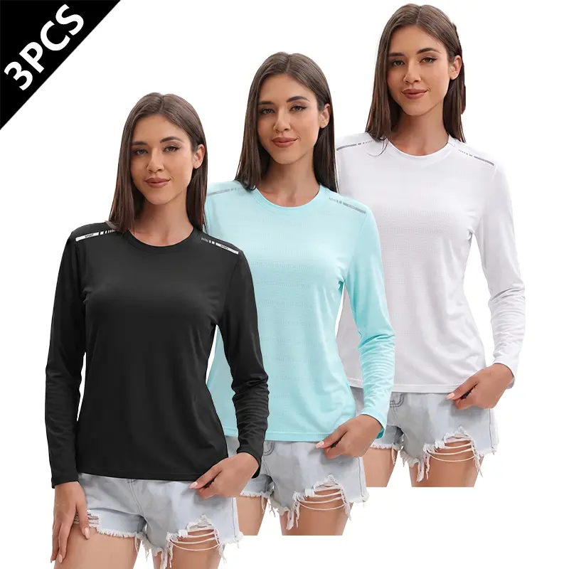Life keeps moving — Women’s quick-dry, breathable, sun-protective long-sleeve sports T-shirt (available in packs of 1–3). Loose, casual women’s top/base layer T-shirt that is comfortable and stylish, moisture-wicking athletic wear suitable for workouts, r