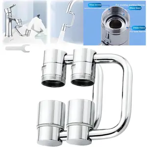 2pcs Rotatable Faucet Aerator, 1080° Rotating Faucet Extender, Universal Sink Faucet 1440 Rotatable Faucet Aerator Extension, U Shaped Faucet Extender, Swivel Faucet Adapter(Silver)