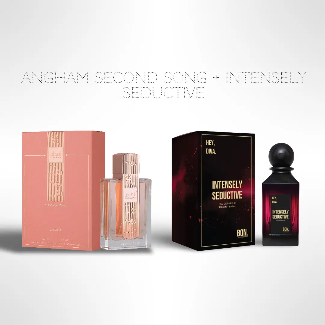 Angham Second Song by Lattafa 100ml + Intense Seductive 100ml – Eau de Parfum Set for Women, Arabian Fragrance Set, Edp Perfume Fragrance
