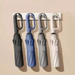 Automatic Open Folding Rain Umbrella, Durable Reinforced Hook Design, Windproof Fishing & Dual Use, Compact Travel Accessory, Wind Resistant Umbrella