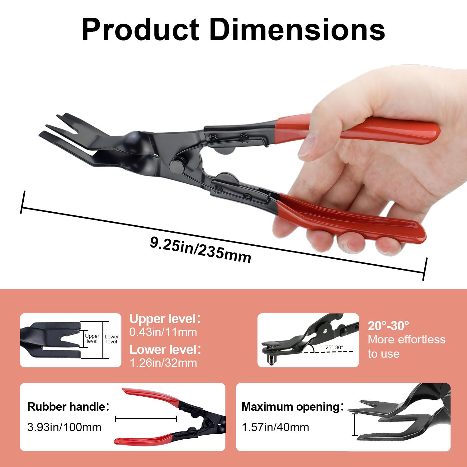 Panel Clip Removal Plier, Automotive Door Panel Upholstery Trim Clip Removal Tool Plier, Remove Push Pin and Press in Trim Fasteners Lift Action