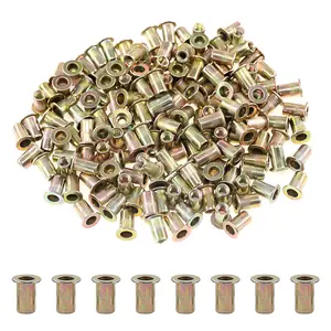 100 count 8-32UNC Zinc Plated Carbon Steel Rivet Nut Flat  Rivnut Threaded Insert Nuts Set (8-32UNC)