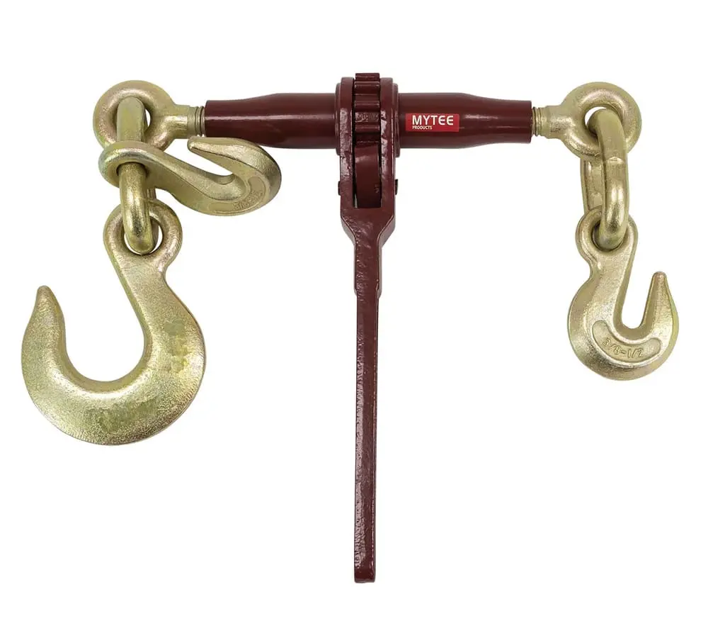 Heavy Duty Specialty Pro Ratchet Load Chain Binder w/ Grab Hook & Slip Hook | 1/2" Grab Hook & 5/8" Slip Hook - 1/2" Grab Hook | 15,000 Lbs Load Limit | Chain Binders for Flatbed Truck Trailer