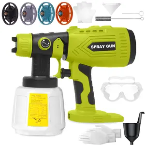KILISON Cordless HVLP Paint Sprayer for Ryobi 18V ONE+ Battery 200W High Power Handheld Spray Gun with 4 Copper Nozzles 3 Spray Patterns 1000ML Container(Battery not Included)