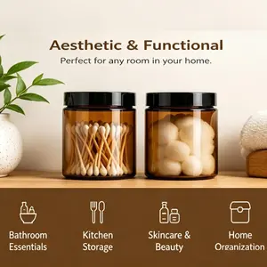 Storage Jar Wide Mouth Bottle Tea Color Lightproof Dustproof Moisture Proof Sealed No Leak Travel Portable Can Hold Various Bath Products Home Essential