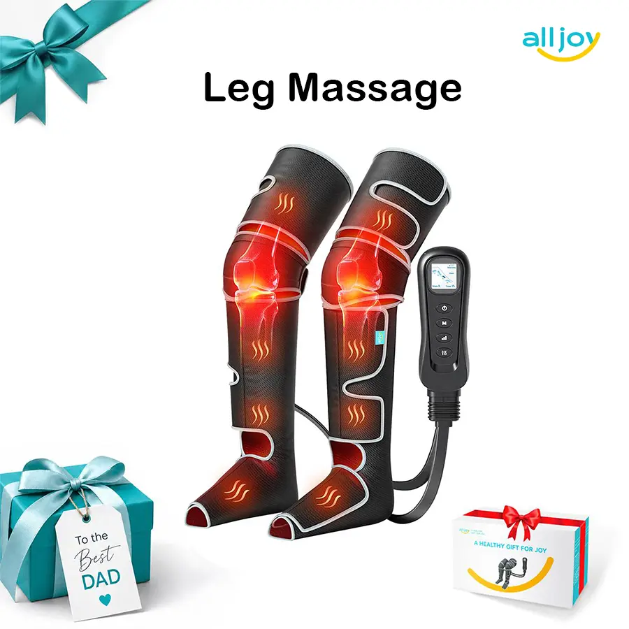 ALLJOY﻿ Air Compression Leg Massager Adjustable Compression with 5 Modes,4 Intensities Auto Shut Off Feature for Foot and Calf Comfort and Relaxation, Gifts for Adults Knee Pain Tool Black Knee Pain Tool Black Massagers India foot massager Gifts Adults