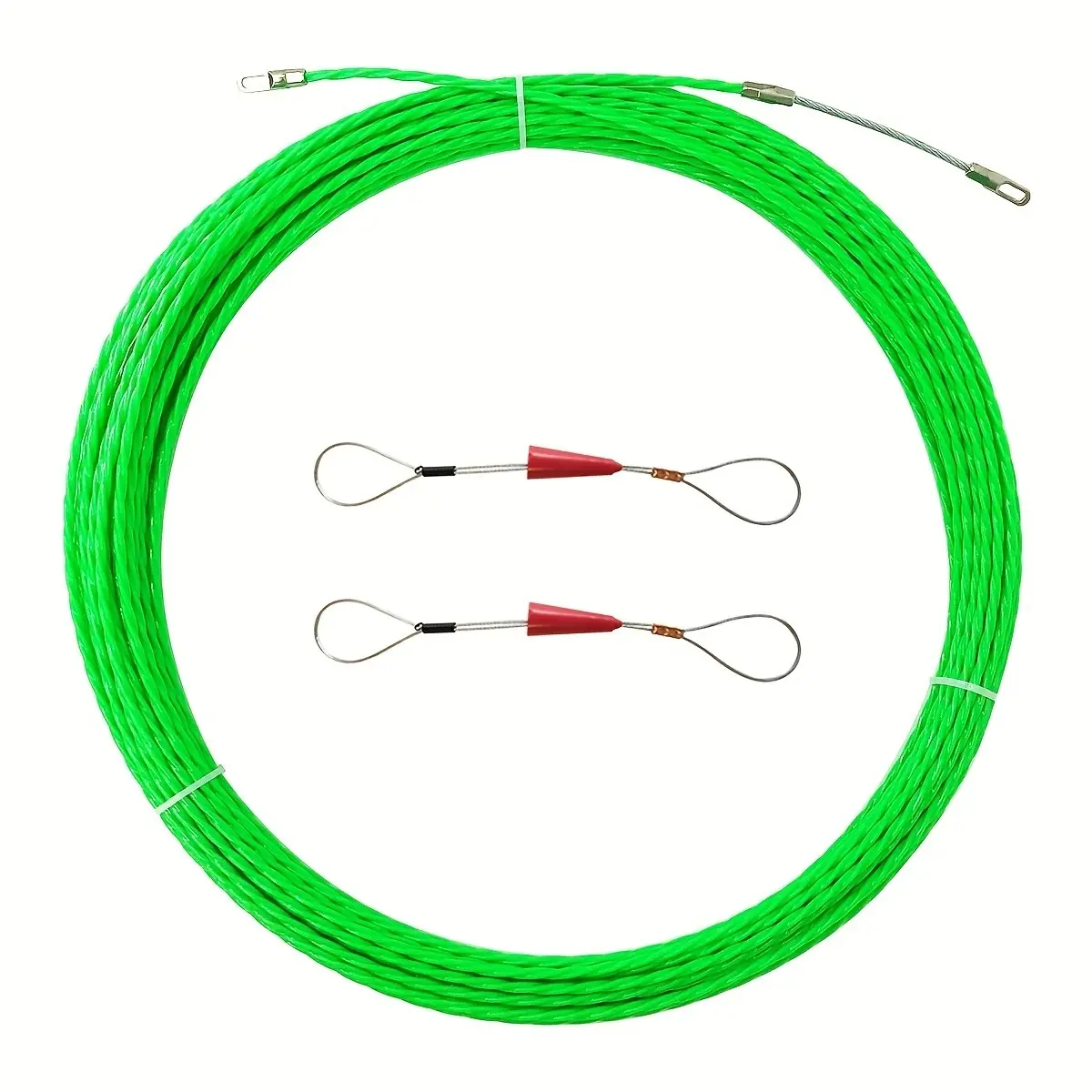 4mm Fish Tape Puller -33ft/49ft/66ft/98ft PET Polyester Single Braided Fish Tape Cable Wire Guide- Includes 2 fish belt tighteners, Cable Threading Aid, Cable Pulling Assistant, Cable Puller - Ideal for Electrical, Telecommunication Wiring & Installation