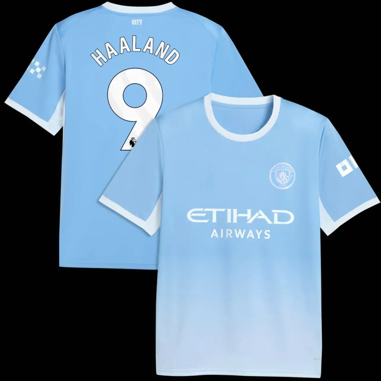 Unisex Soccer/Football Manchester City Team Erling Haaland #9 Laliga 2026/27 Home Replica jersey - Light Blue CL