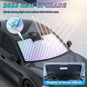 One-piece car sunshade effectively blocks sunlight UV Protective Sunshade portable and foldable windshield heat insulation cover effectively blocks sunlight suitable for most vehicles easy to store and has heat insulation effect Retractable Sun Shade