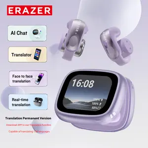 ERAZER XF28 Translation Earbuds Smart Touchscreen Bluetooth Earbuds, Clip on Earbuds Wireless, Touch Screen Long EnduranceM Bone Conduction for Sports Running Working Free APP Fit IOS & Android Download App to use Translation Function
