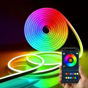 Smart LED Light Strip for Bedroom, Neon Rope Light RGB Color Changing Music Sync Lights with App and Remote Control