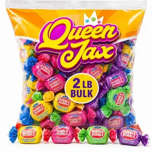 Candy Dubble Bubble Gum - 4 Flavor - Bubble Gum Bulk - 2 LB Bag - Double Bubble Bubble Gum - Individually Wrapped Gumballs- Apple Gum, Watermelon Gum, Grape Gum - Super Bubble Gum