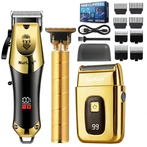 Hair Clippers for Men 3 in 1 Beard Trimmer Electric Razor Shavers with LED Display Cordless Clippers and Trimmers Set for Men's Grooming Kit Adjustable Handle Durable Salon trimmers women bikini trimmer split end trimmer barber equipment
