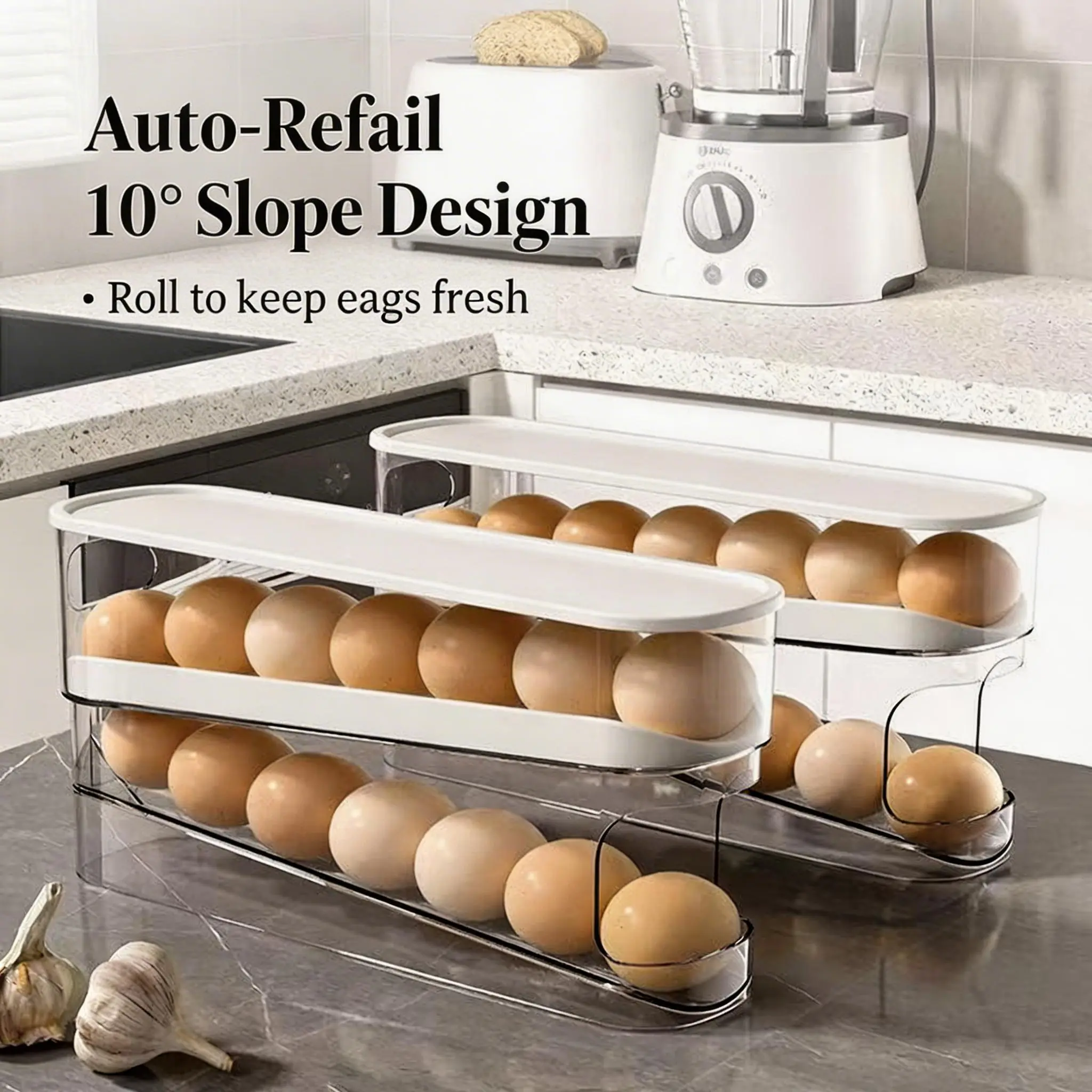 Smart Egg Storage Organizer, Kitchen Preserving Container, Stackable Refrigerator Organizer for Fridge Space Saving, Fridge Organizers
