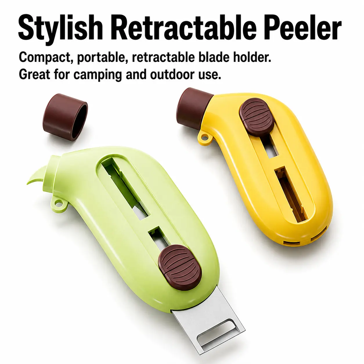 2PCS Portable Vegetable Peeler Set – Retractable Stainless Steel Blade for Fruits, Potatoes & Outdoor Cooking