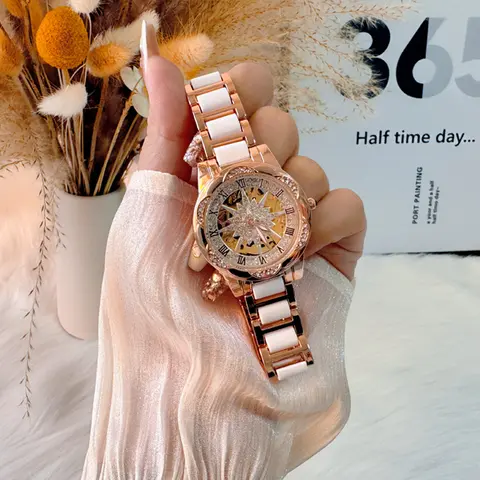 Women's Glamorous Gold-Plated Steel Elegant Wristwatch - Analog Quartz, 38mm Legible Dial, Metal Clasp Strap, Timeless Design, <30m Water Resistance, Dress Watches for Daily Elegance, Gift Box for Valentine's/Birthday Gifting, Steel-Forged Wrist Watches