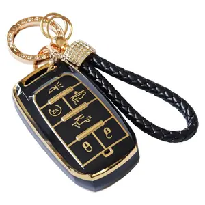 Dodge Car Key Cover for RAM 1500/2500/3500 (2019-), 4-6 Button Design, Tpu Keychain Case with Lanyard, Anti-Loss Shockproof Protector, Key Fob Cover, Car Key Holder, Car Key Chains