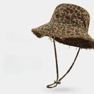 2026 New Arrival Leopard Print Fisherman Hat, Wide Brim Sun Protection Bucket Hat, Thin Lightweight Face Slimming Casual Summer Accessory