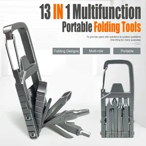 everyday carry,camping essentials,outdoor gadgets,survival gear,hiking gear,travel gadgets,emergency tools,dad gadgets,13 in 1 Multifunction Stainless Steel Tool Combination Folding Outdoor Tools Corkscrew Screwdriver Wrench Knife Knife Keychain