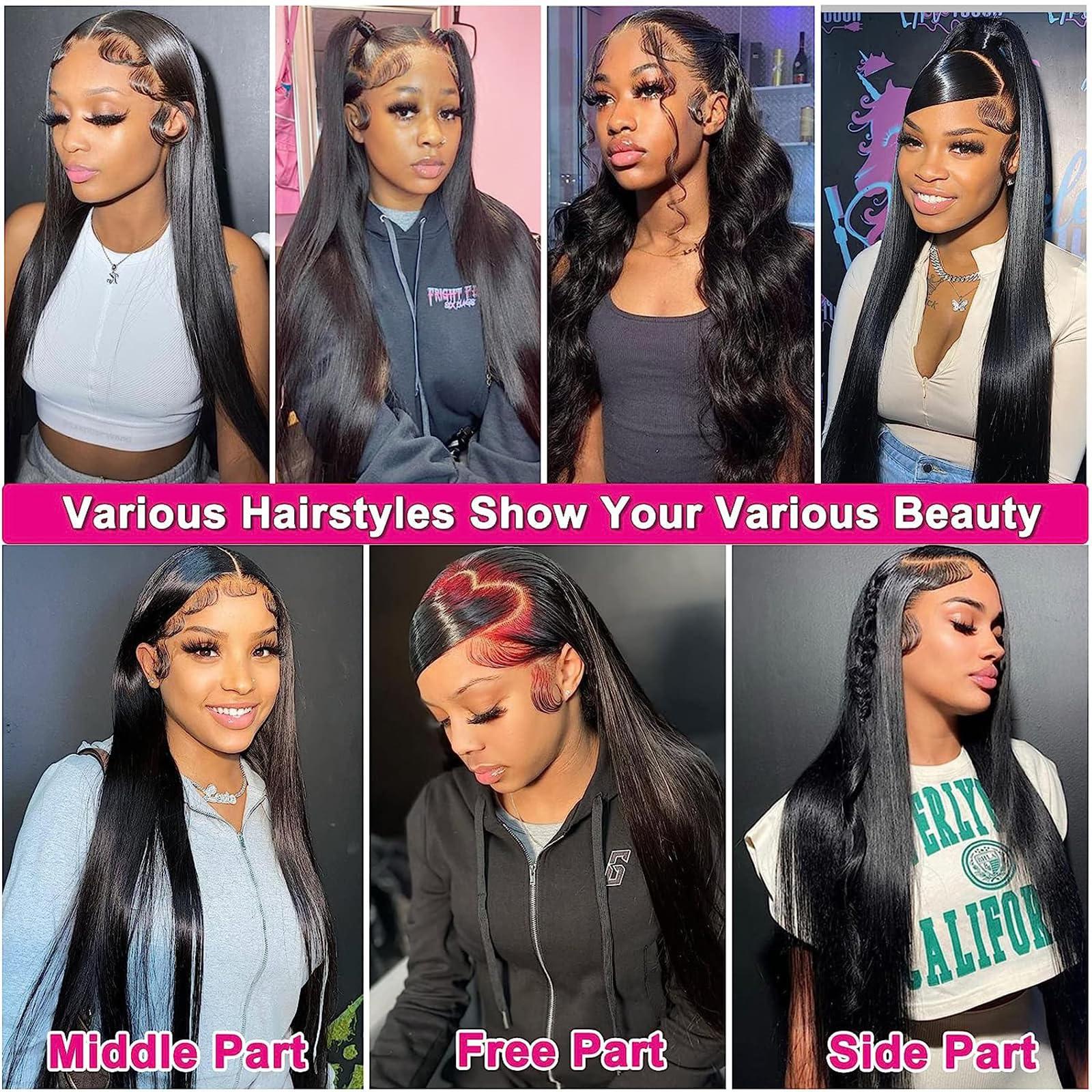 Bling Hair 30 36 Inch Bone Straight Human Hair Wigs 13x6 HD Transparent Lace Frontal Wig 210 Density For Women Pre Plucked Brazilian Lace Human Hair Wig
