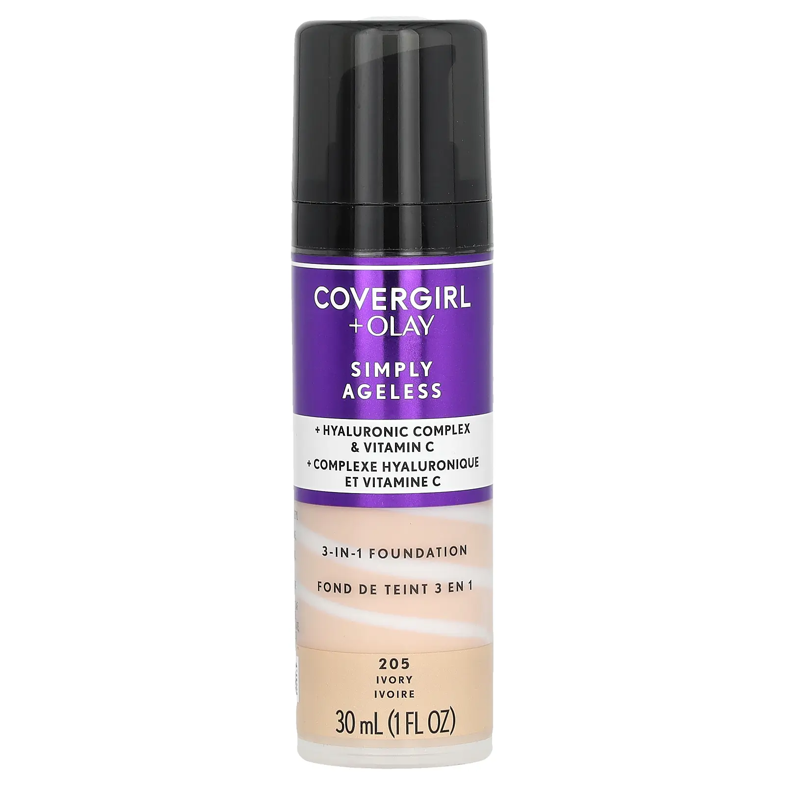 Covergirl Olay Simply Ageless, 3-in-1 Foundation, 205 Ivory, 1 fl oz (30 ml)