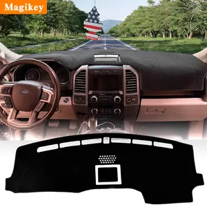 Magikey Dash Cover Mat for 2015-2020 Ford F-150 King Ranch Raptor Harley-Davidson Edition Limited Dashboard Pad Carpe Sunscreen Heat Insulation Anti Glare Reflective Protection Black Polyester with Silicone Anti Slip Particles