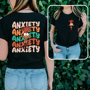 Anxiety Inside Out Shirt: Emotions tees with Cartoon Characters, Mental Health Shirts, Funny Anxiety Shirt