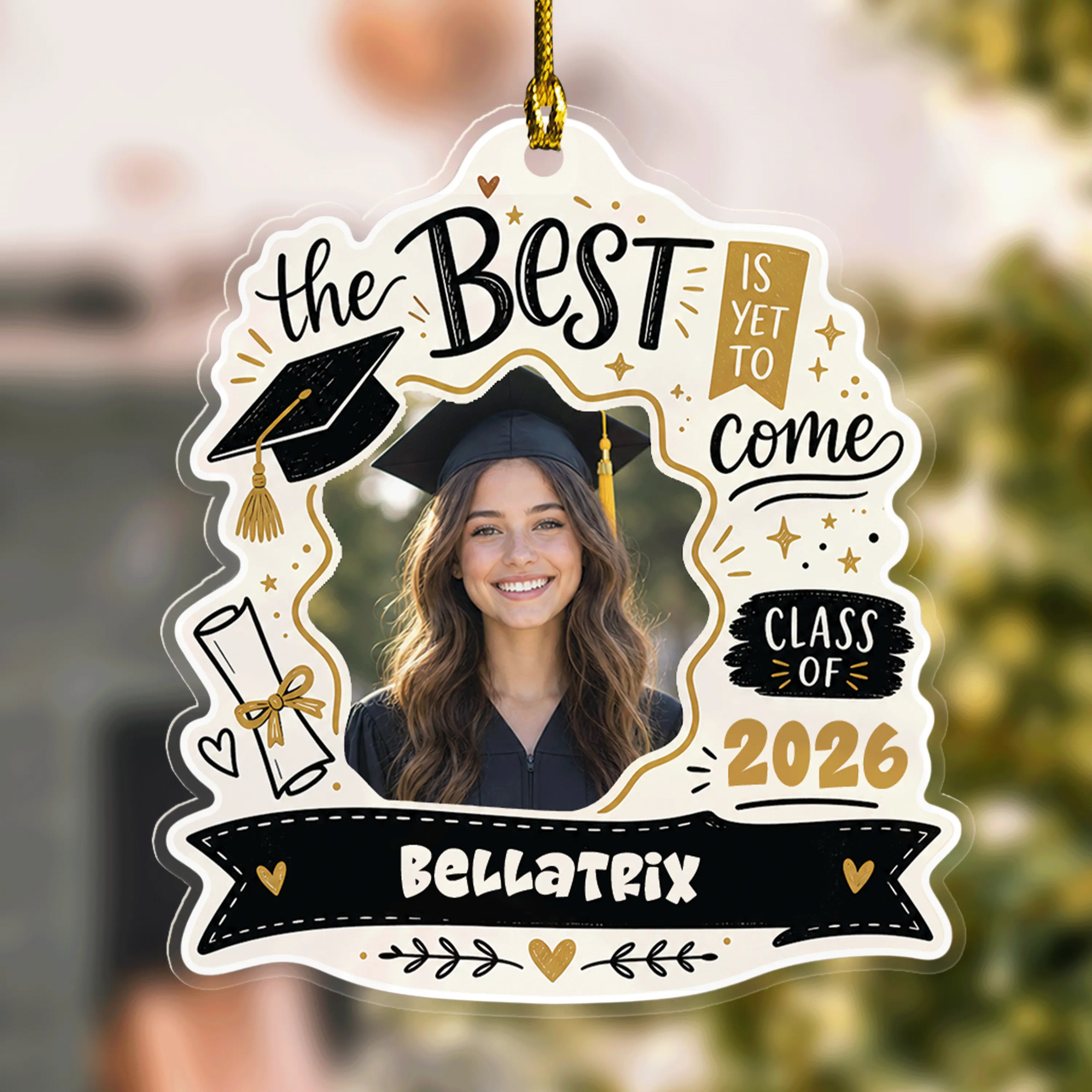 The Best Is Yet to Come Custom Photo Acrylic Ornament, Personalized Graduation Gift with Name