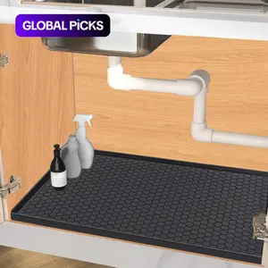 Silicone Under Sink Mat, 34 x 22 in Waterproof Under Sink Liner & Cabinet Protector, Shelf Coasters Liner, Kitchen Accessories, Sink Mats for Kitchen Storage & Protection #GLOBAL PICKS