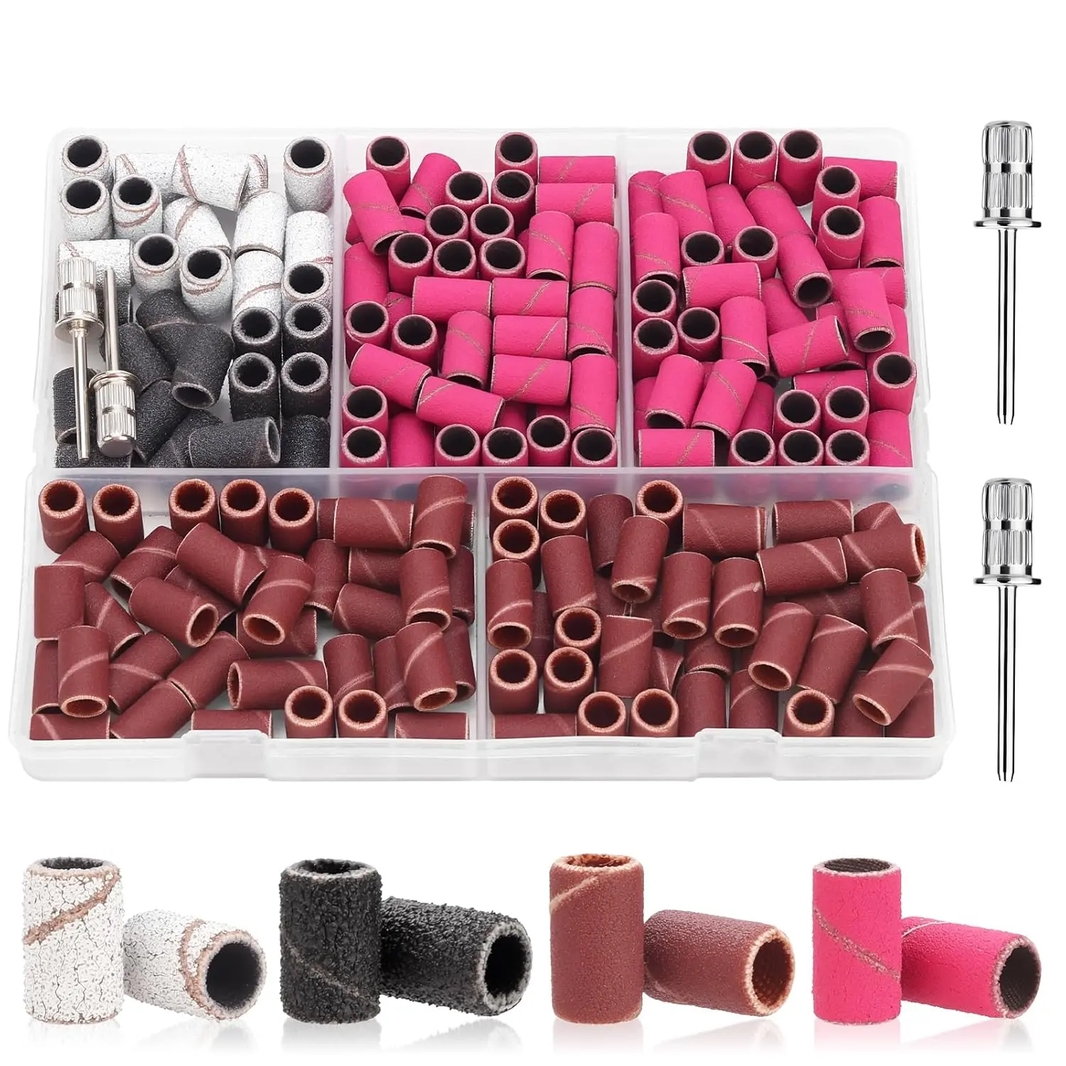 190 count Sanding Bands for  Drill, 2 count  Drill Bits Set, 80/120/180/240 Grits  Sanding Bands for  Gel Manicures, Pedicures