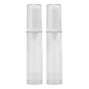 VOCOSTE 2pcs Airless Pump Bottles, Clear Airless Cosmetic Pump Bottles, 0.33 Oz 10ml Travel Pump Bottle Dispenser for Foundation
