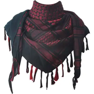 Cotton Shemagh Keffiyeh Tactical Desert Scarf Neck Head Wrap with Tassel for Men Women