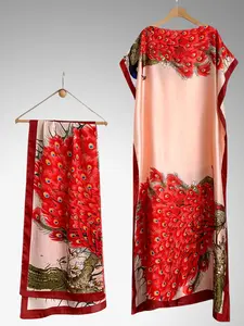 Women's Floral Butterfly Peacock Print Shawl Set, Elegant Casual Scarf and Wrap Set, Perfect for Beach Vacation, Fashion Accessory, Floral Pattern Shawl