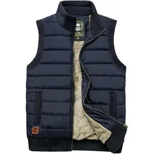 Men's Outdoor Stand Collar Fleece Jacket Vest Casual Padded Vest Coats