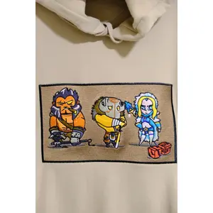 Axe, Juggernaut and Rylai Embroidered Beige Sweat Pullover Hoodie