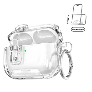 New Apple Pro 3 & AirPods 4 Case with Safety Lock, Magnetic Transparent Phone Stand, Fourth Gen AirPods Tpu Protection