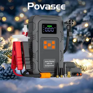 POVASEE  Jump Starter 6000A/24000mAh Portable 12V Power Bank with 150 PSI Air Compressor for Car Starting & Tire Inflation Smart LCD Display