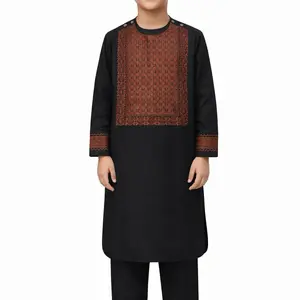 Boys Black Embroidered Kurta Shalwar | Afghan Pakistani and Indian Outfit