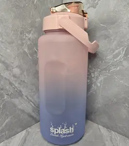 Plastic Bottle 64 oz Flip Cap w/ Lock & Handle Rainbow-pink Colorful Drinkware Water Bottles Mug Portable