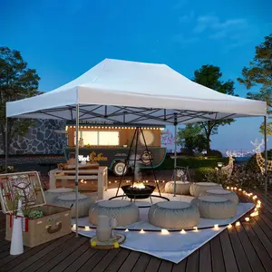 10x15Ft Pop Up Canopy Tent, Commercial Instant Canopy with Roller Bag, Sand Bags, Wind Ropes and Ground Nails, Outdoor Canopies for Festival, Event, Gray