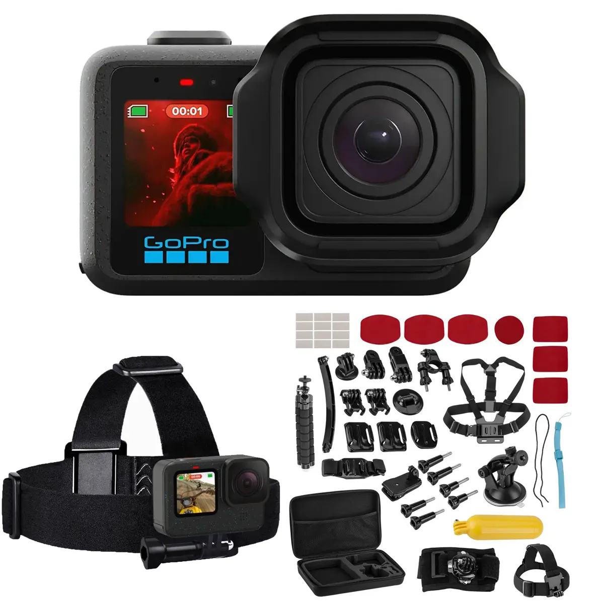 GoPro MISSION 1 PRO Camera, Bundle with Froggi Extreme Sport Kit and Head Strap Mount