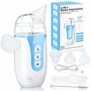 Baby Nasal Aspirator, 2-in-1 Electric Nose Sucker for Newborn & Toddler, 70Kpa Strong Suction, 5 Levels, AI Anti-Backflow, 15ml Capacity, Ultra-Quiet with Music