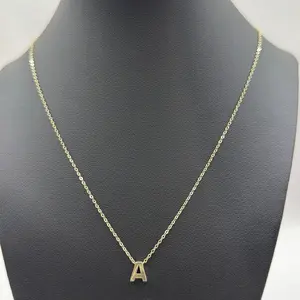 10k Gold Initial Chain - Elegant A Initial Pendant on Delicate Chain for Women's Fashion Jewelry