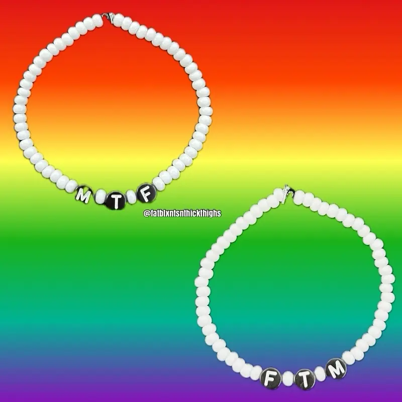 Inverted Monochrome Identity Pride Seed Bead Bracelet with MTF FTM ENBY Options for Personalized Style
