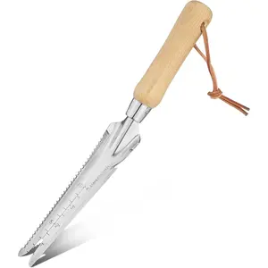 Hand Weeder Puller, 5-in-1 Stainless Steel Garden Trowel with Wooden Handle,Gardening Weeding Tool  Easy Weeder Removal, Planting, Weeding, Flower & Vegetable Care in Garden Lawn Yard