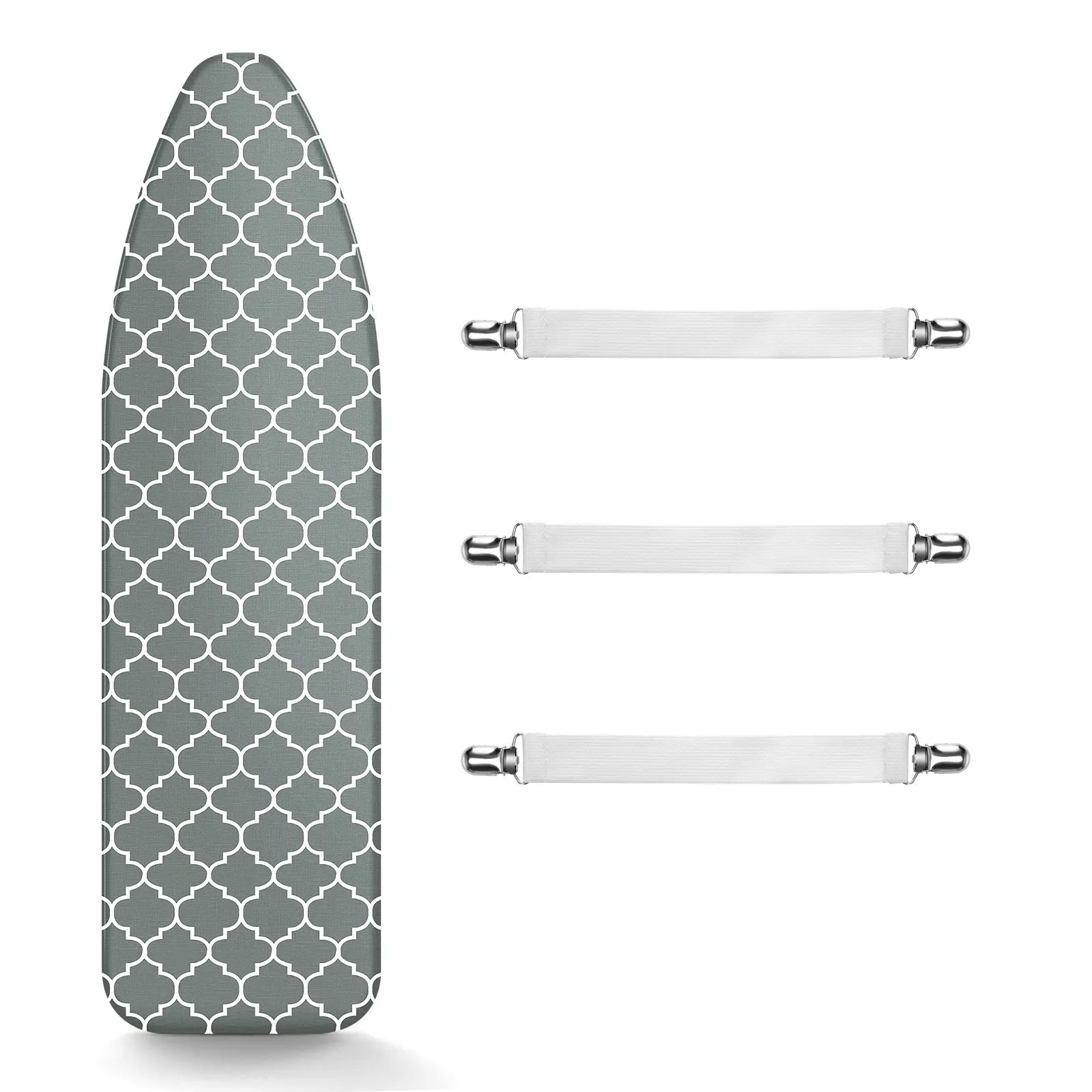 Extra Thick Padding Silicone Coated Ironing Board Cover and Pad, 15 x 54 inch, Grey