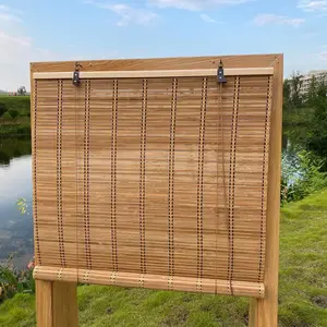 Bamboo Roller Roman Shades Roll Up Blinds for Window, Light Filtering Blinds for Home, Suitable for Indoor Outdoor Patio, 24" W x 48 H, Colour A